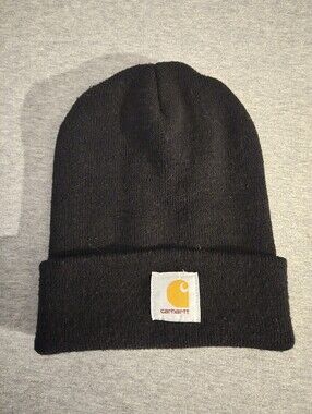 Carhartt Black Beanie with Gold Logo Patch